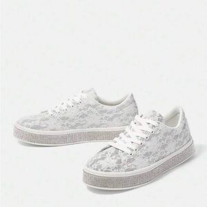 Elegant White Lace Women's Sneakers